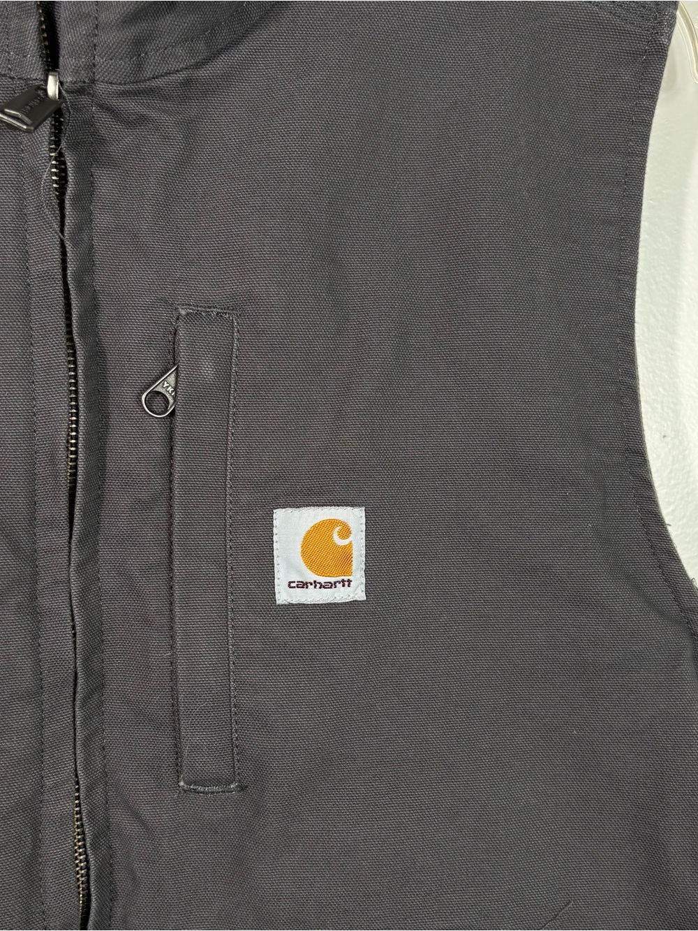 Carhartt Loose Fit Gray Canvas Full Zip Sherpa Lined Sleeveless Jacket Vest XL - Picture 2 of 4